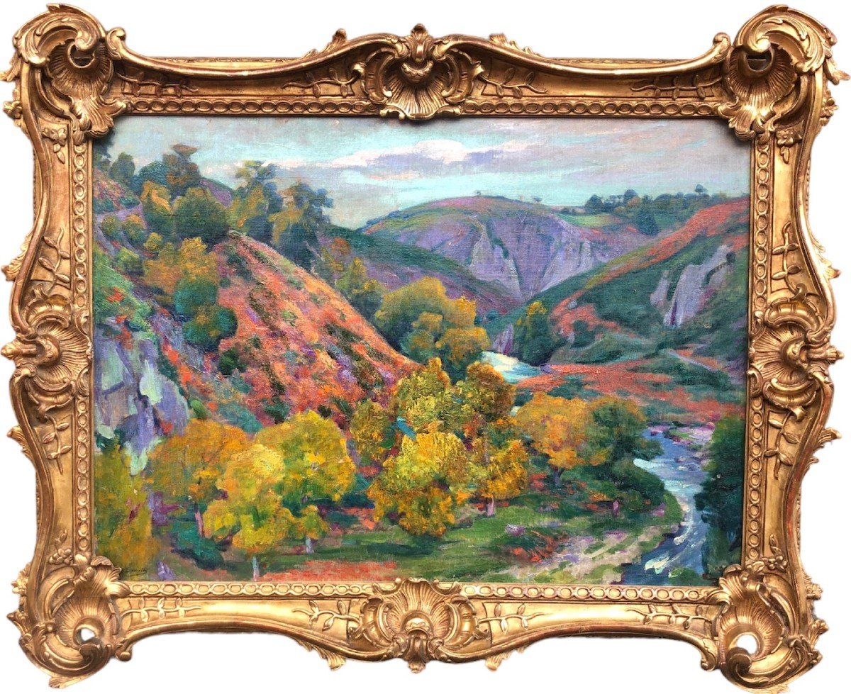 Smith Alfred Vallée De La Creuse En Automne Huile Sur Toile Signée Certificat