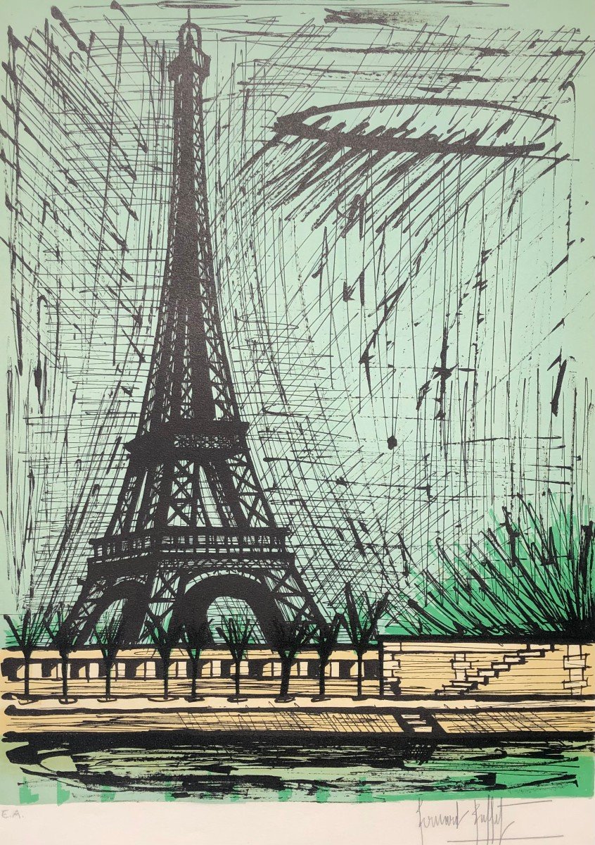 Buffet Bernard Tour Eiffel Color Lithograph Arches Paper Signed Certificate Of Authenticity-photo-4