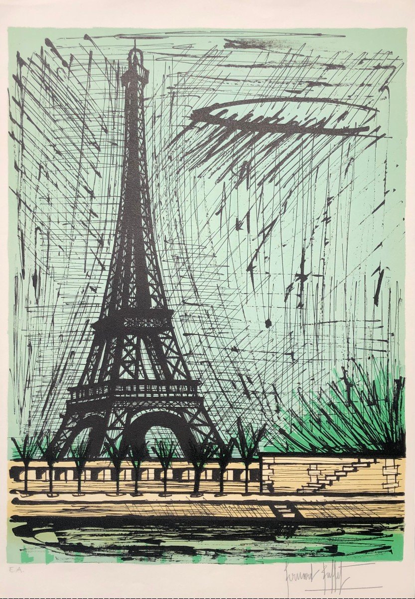 Buffet Bernard Tour Eiffel Color Lithograph Arches Paper Signed Certificate Of Authenticity-photo-1