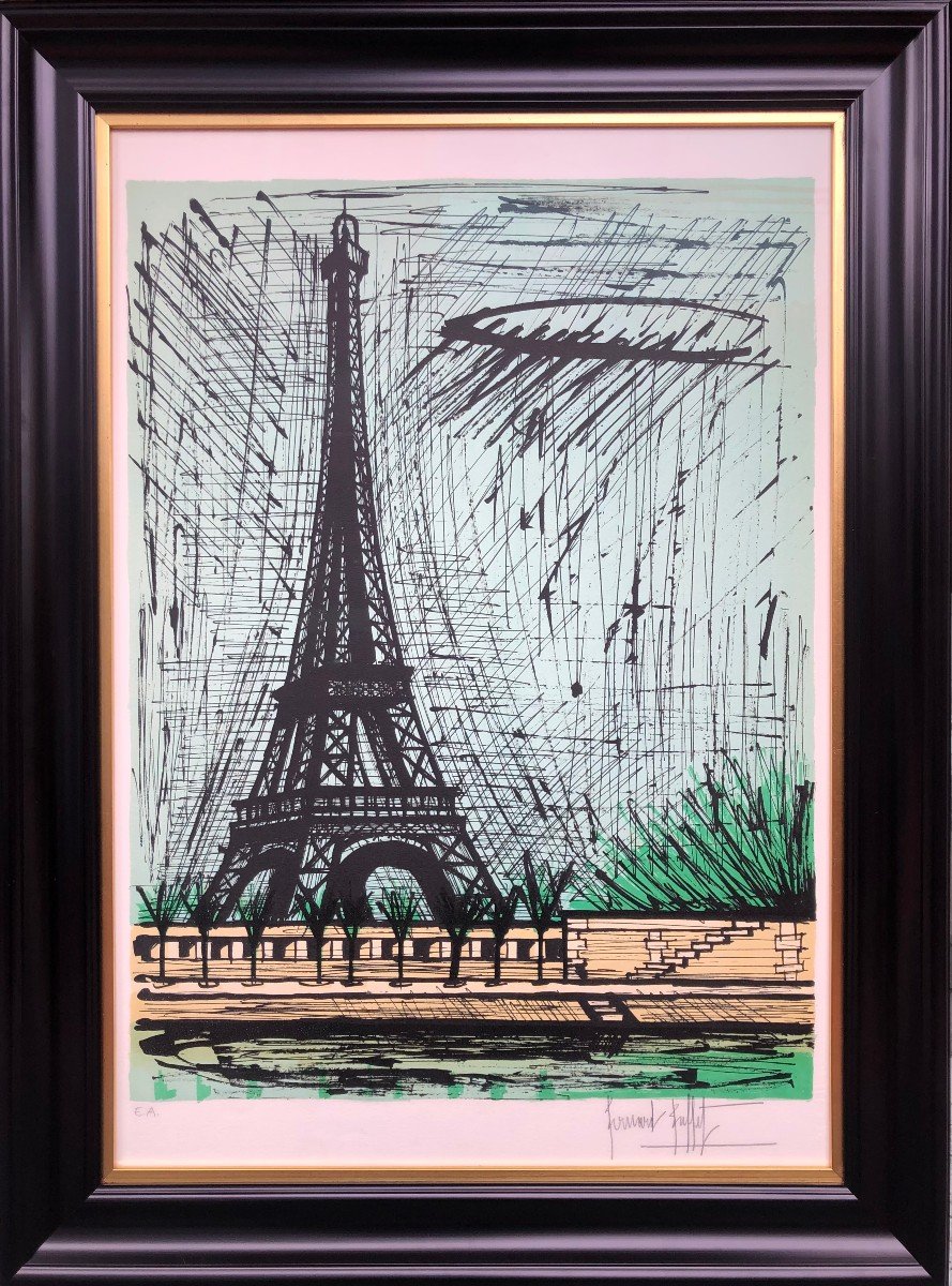 Buffet Bernard Tour Eiffel Color Lithograph Arches Paper Signed Certificate Of Authenticity