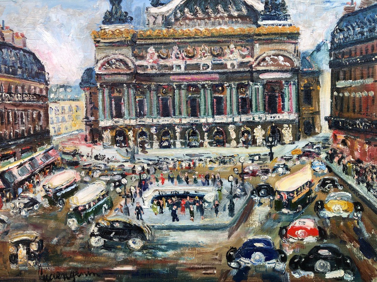 Genin Lucien Ecole Française Paris Animation Place De L’opéra Huile Sur Toile Signée Certificat-photo-6