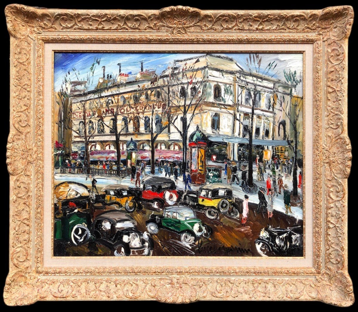 Genin Lucien Paris Animation At The Ambigu Theater Oil On Canvas Signed Certificate-photo-8
