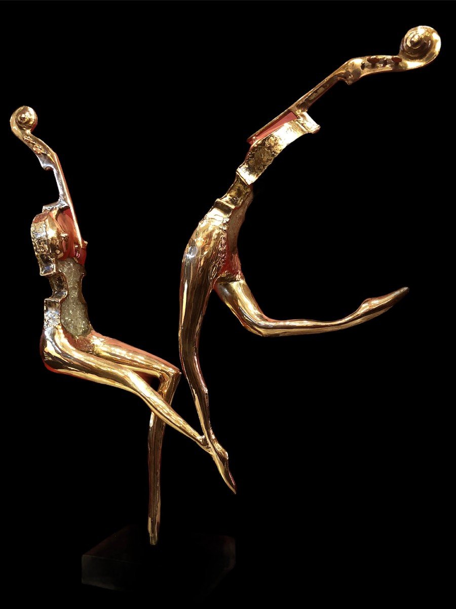 Sculpture Aux Deux Danseurs Estampillée Oeuvre Unique