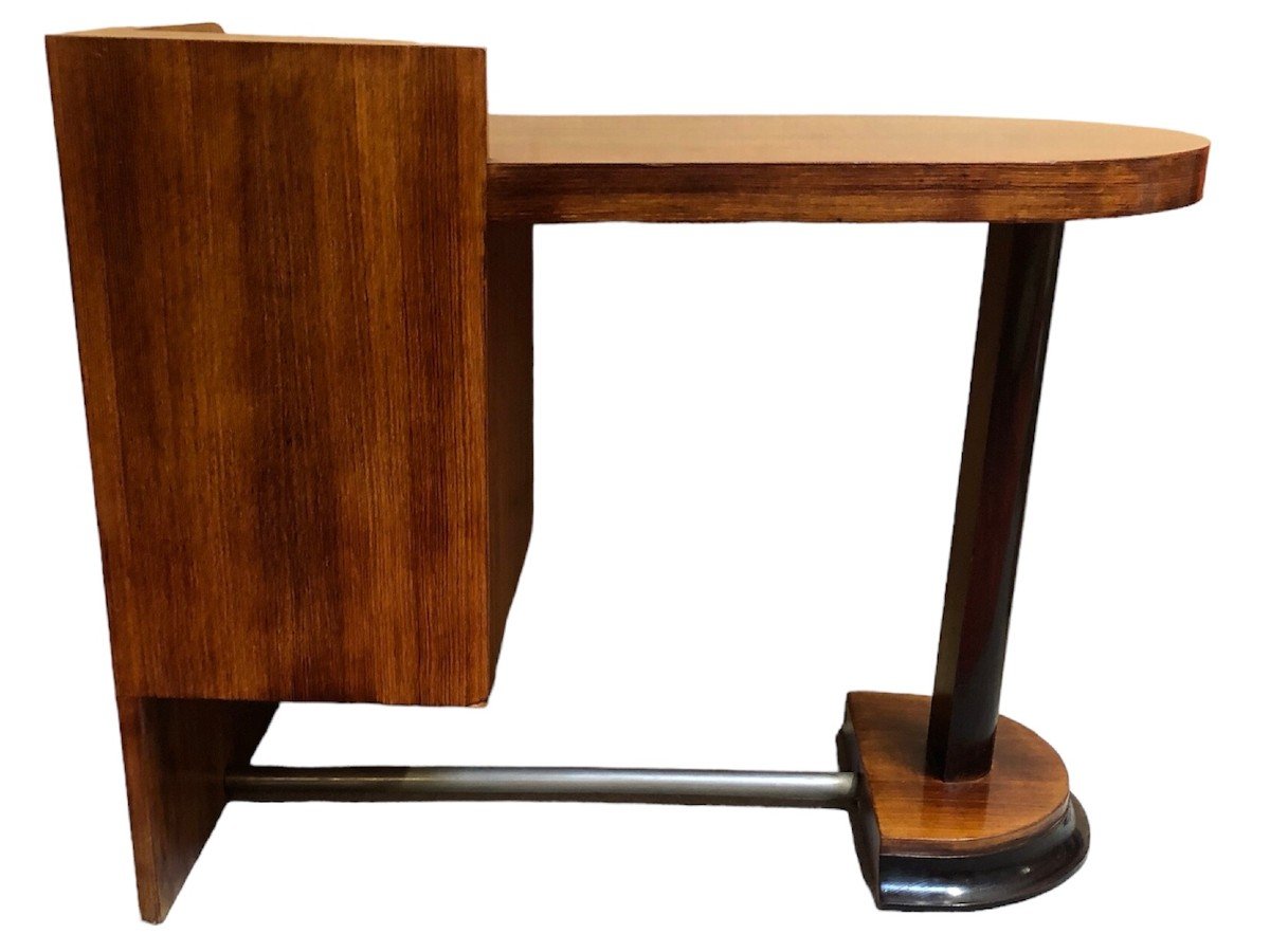 Art Deco Desk In Rosewood Veneer With Suspended Box Three Drawers 1940s-photo-6
