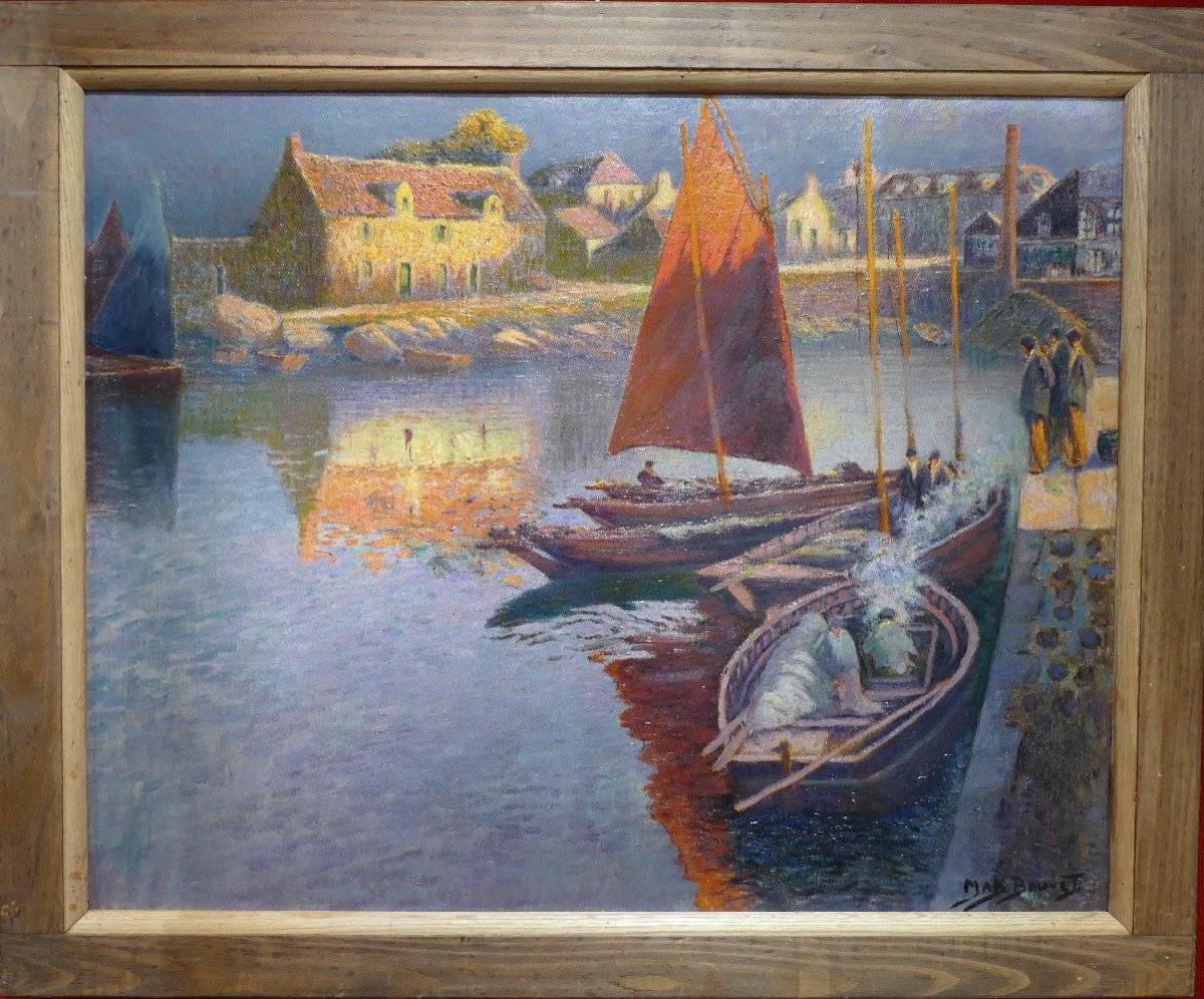 Bouvet Max Peinture Française Marine 20è Siècle Port Breton Huile toile Signée Certificat-photo-3