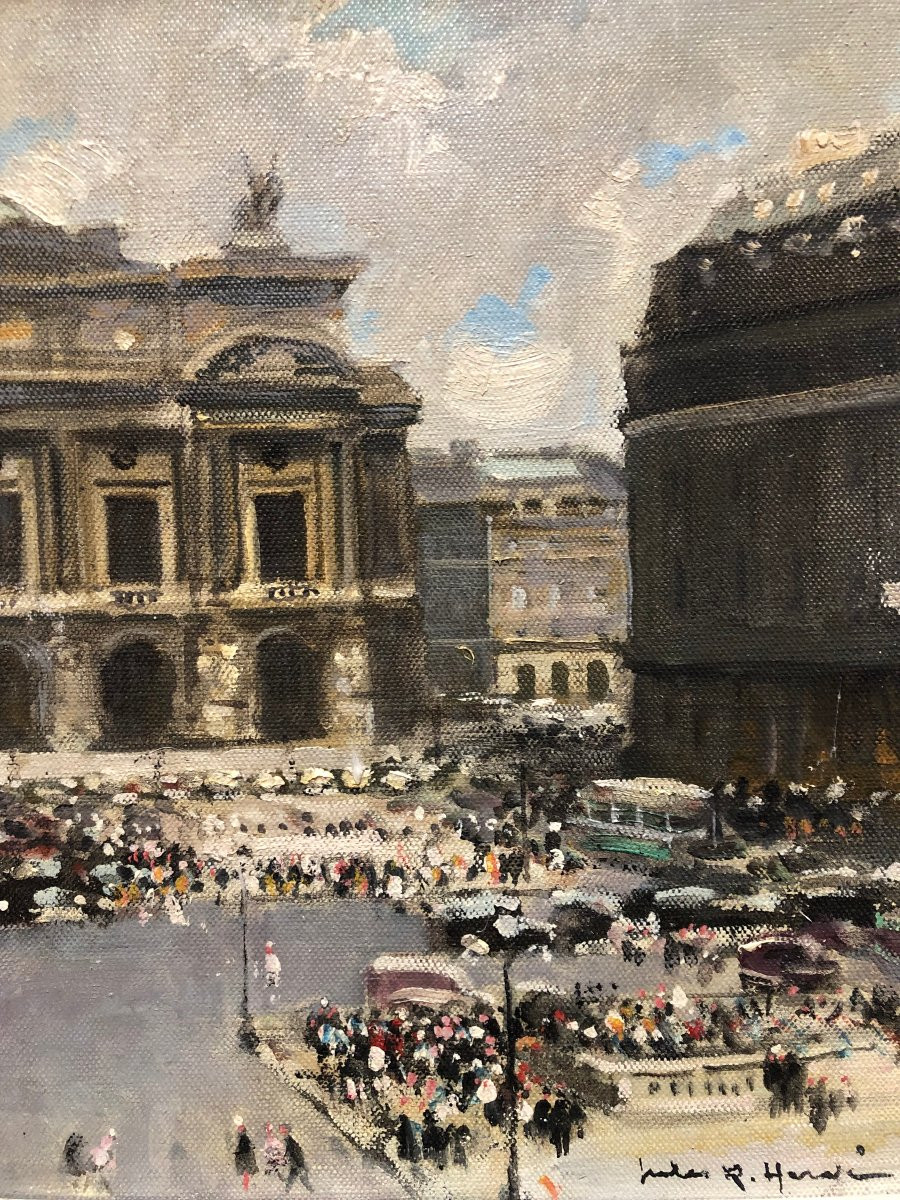 Herve Jules French Painting 20th Paris The Opera Oil Canvas Signed Certificate Of Authenticity-photo-3