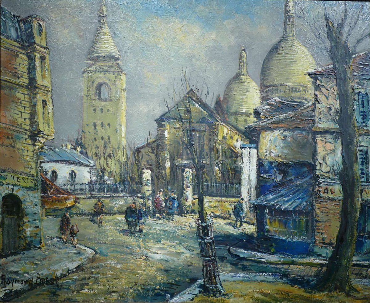 Besse Raymond Peinture Française 20è Paris Montmartre Place Du Tertre Huile Toile Signée Certif-photo-2