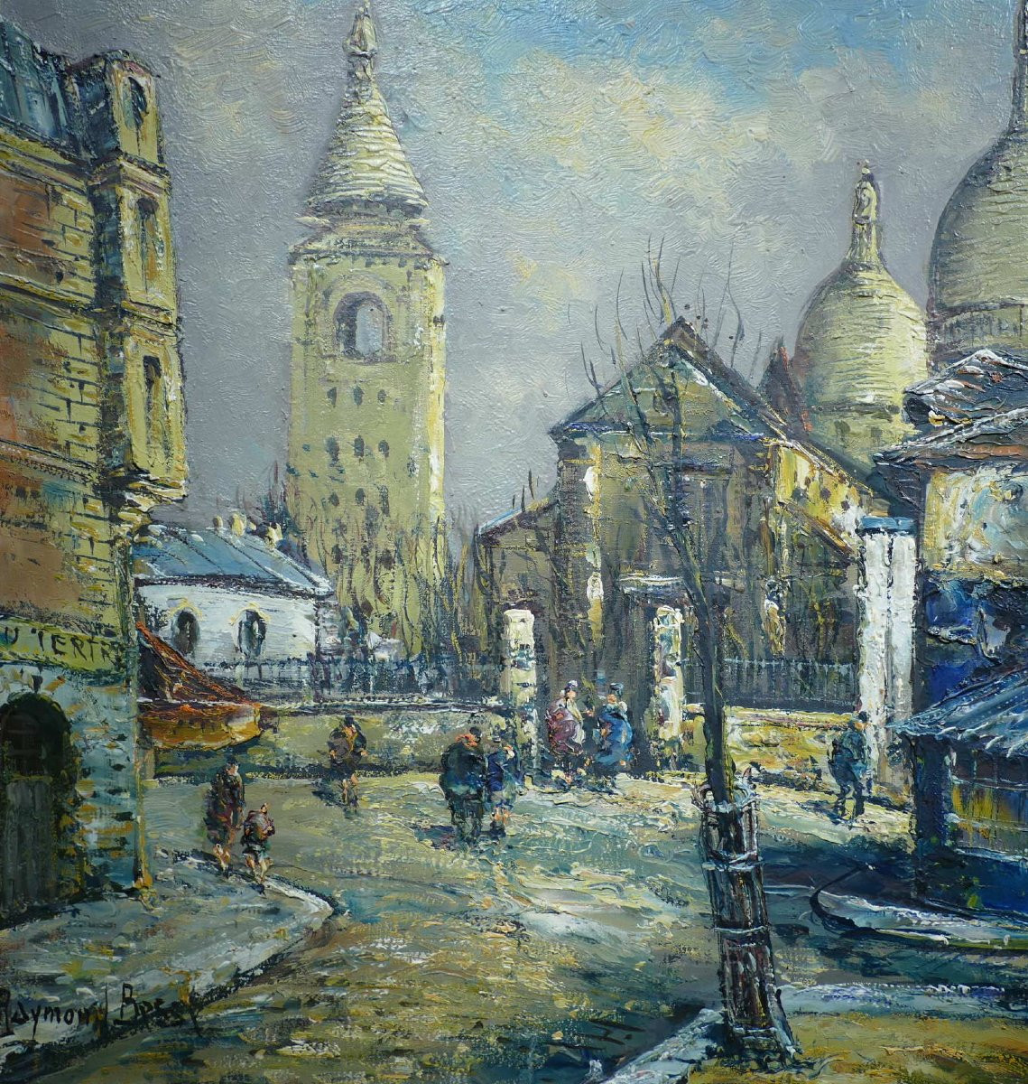 Besse Raymond Peinture Française 20è Paris Montmartre Place Du Tertre Huile Toile Signée Certif-photo-3
