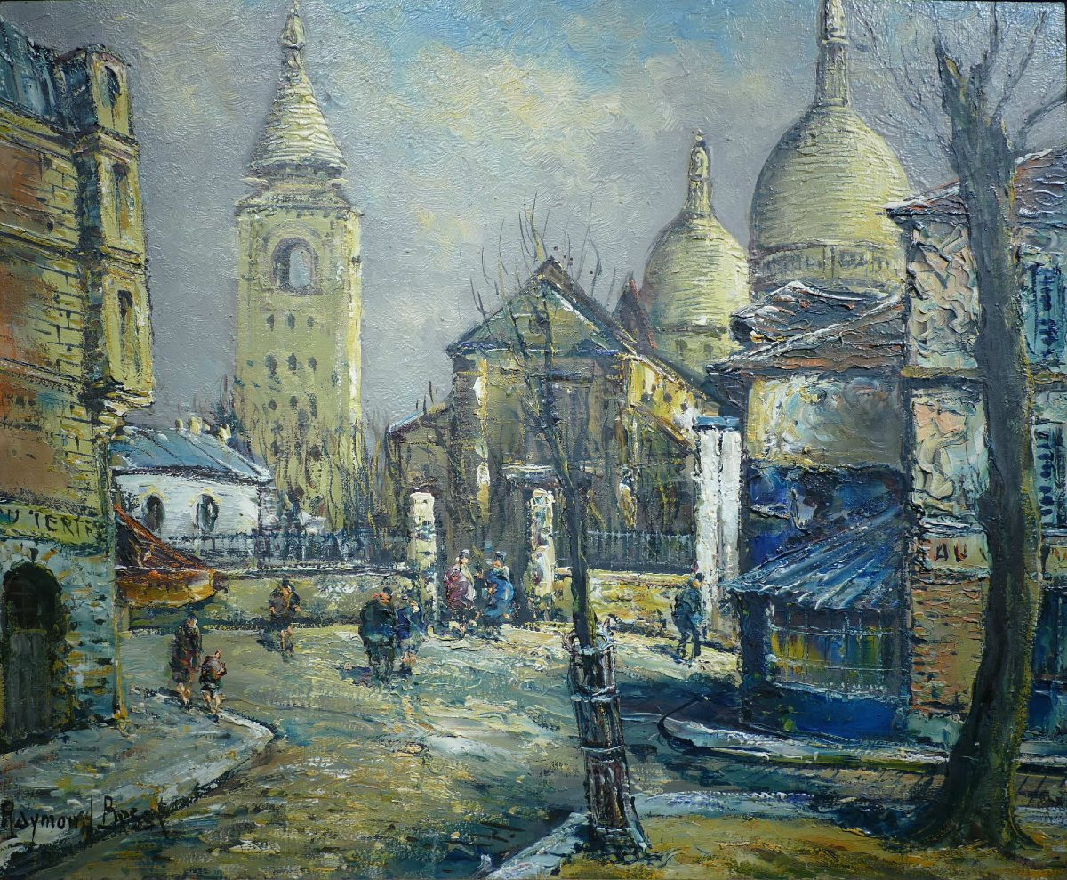 Besse Raymond Peinture Française 20è Paris Montmartre Place Du Tertre Huile Toile Signée Certif-photo-2