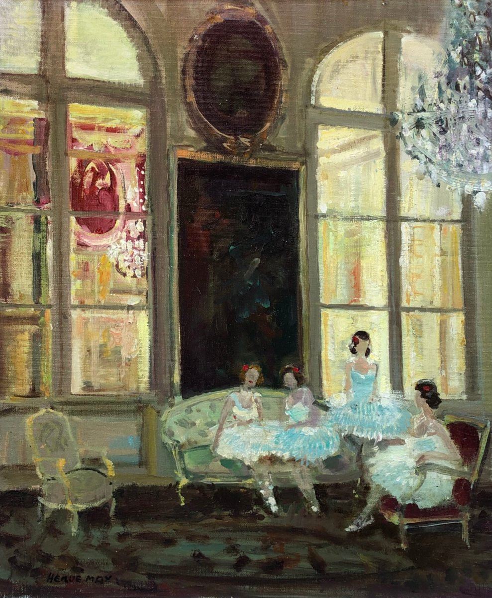 Herve Max Les Danseuses Au Repos Huile Sur Toile Signée Certificat D’authenticité-photo-4