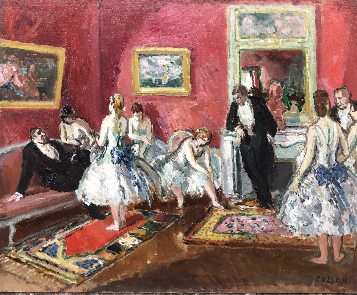 Cosson Marcel Painting 20th Century Paris Opera The Subscribers' Lounge Oil On Canvas Signed -photo-4