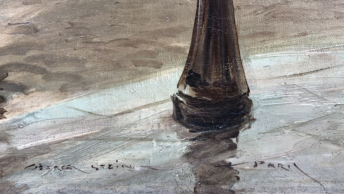 Stein Georges Paris Animation At Notre Dame From The Quays Oil On Canvas Signed Certificate-photo-8