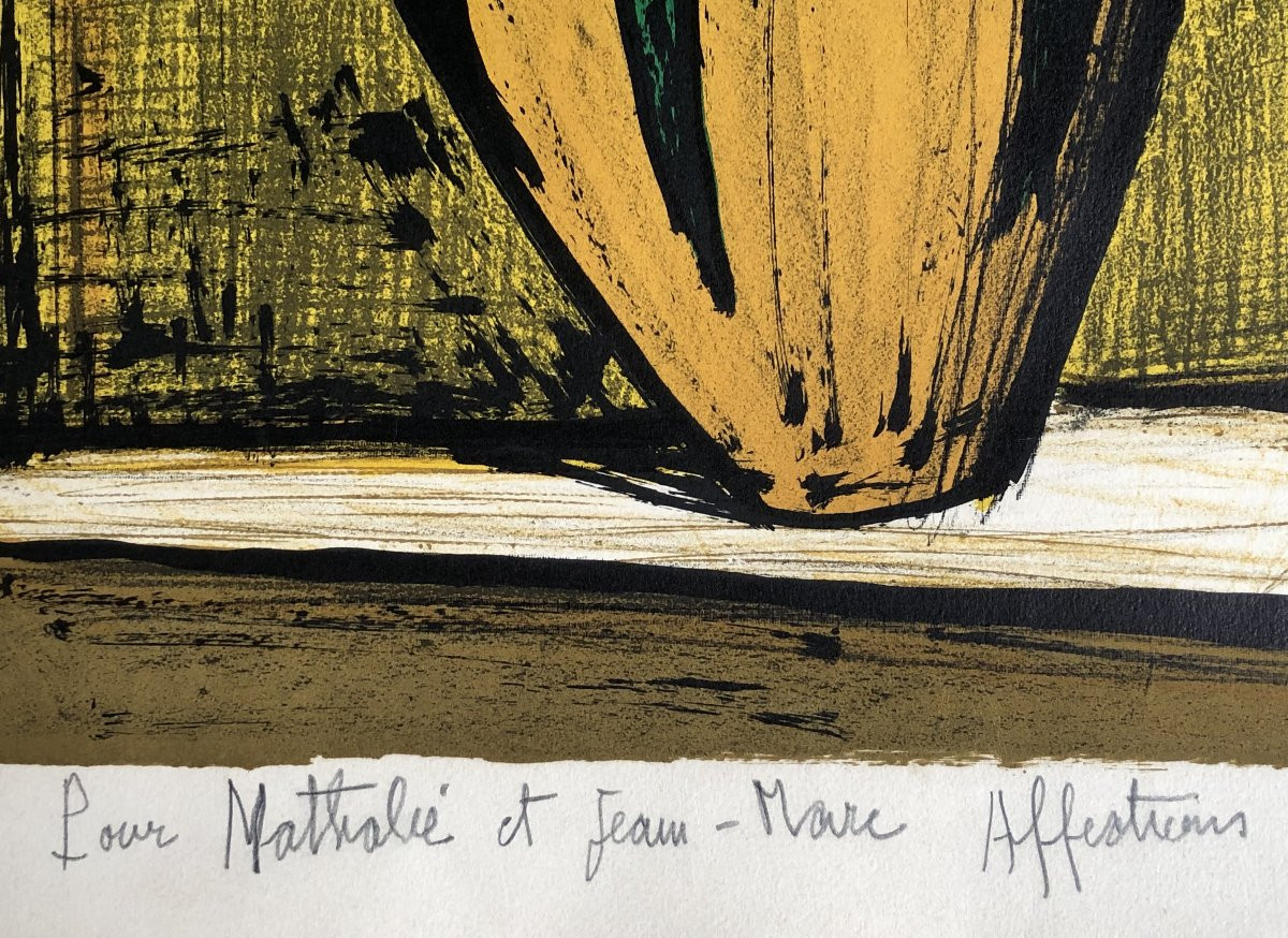 BUFFET Bernard Bouquet Fleurs Dans Potiche Lithographie Couleurs Signéecertificatd’authenticité-photo-4