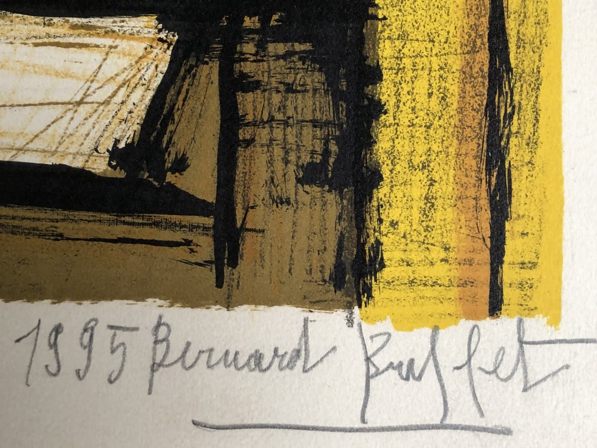 BUFFET Bernard Bouquet Fleurs Dans Potiche Lithographie Couleurs Signéecertificatd’authenticité-photo-5