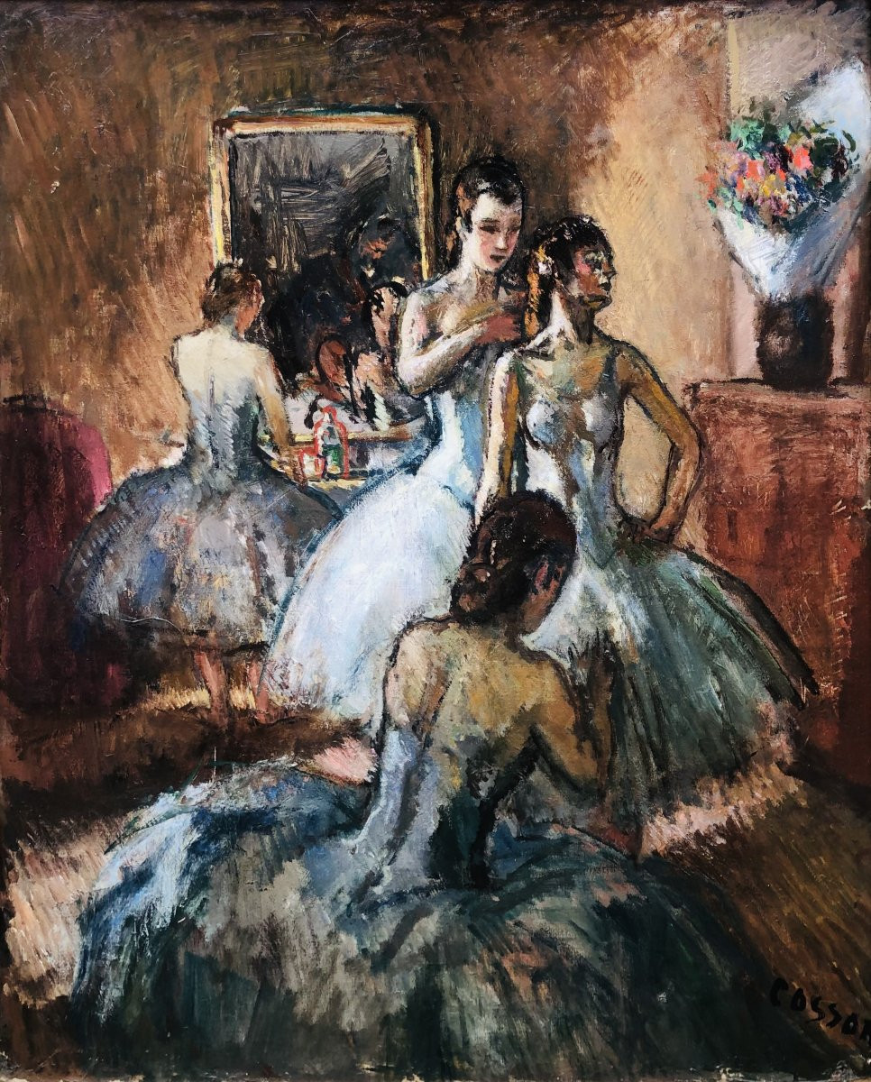 COSSON Marcel Peinture 20è Siècle Opéra Paris L'habillage avant la représentation Huile Signée-photo-2