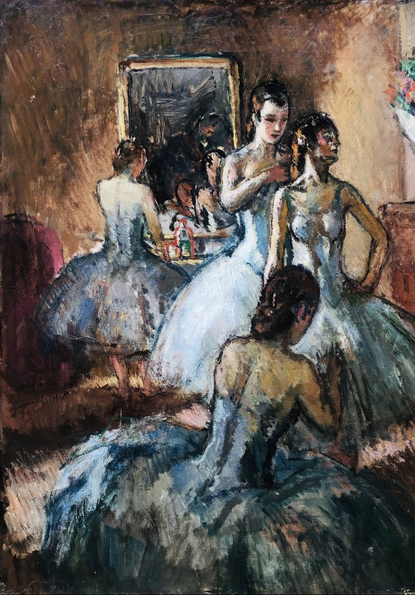 COSSON Marcel Peinture 20è Siècle Opéra Paris L'habillage avant la représentation Huile Signée-photo-3