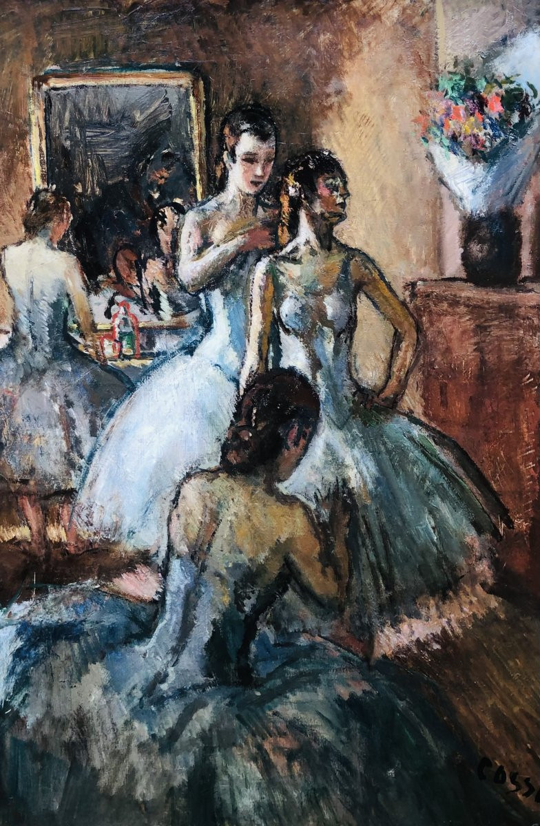 COSSON Marcel Peinture 20è Siècle Opéra Paris L'habillage avant la représentation Huile Signée-photo-4