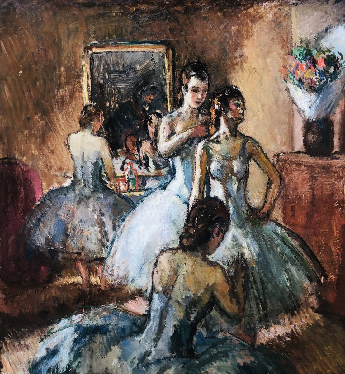 COSSON Marcel Peinture 20è Siècle Opéra Paris L'habillage avant la représentation Huile Signée-photo-1