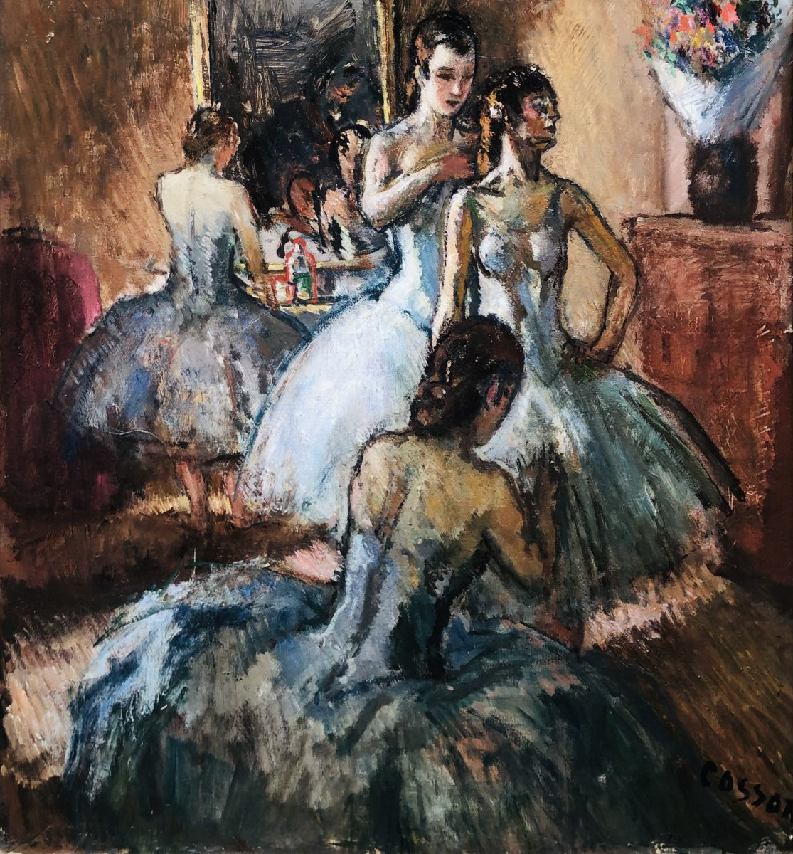 COSSON Marcel Peinture 20è Siècle Opéra Paris L'habillage avant la représentation Huile Signée-photo-2