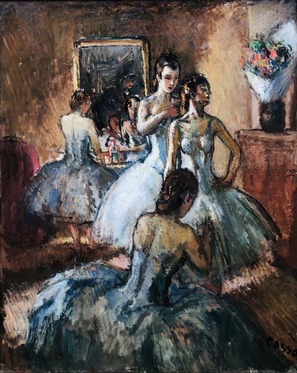 COSSON Marcel Peinture 20è Siècle Opéra Paris L'habillage avant la représentation Huile Signée-photo-3