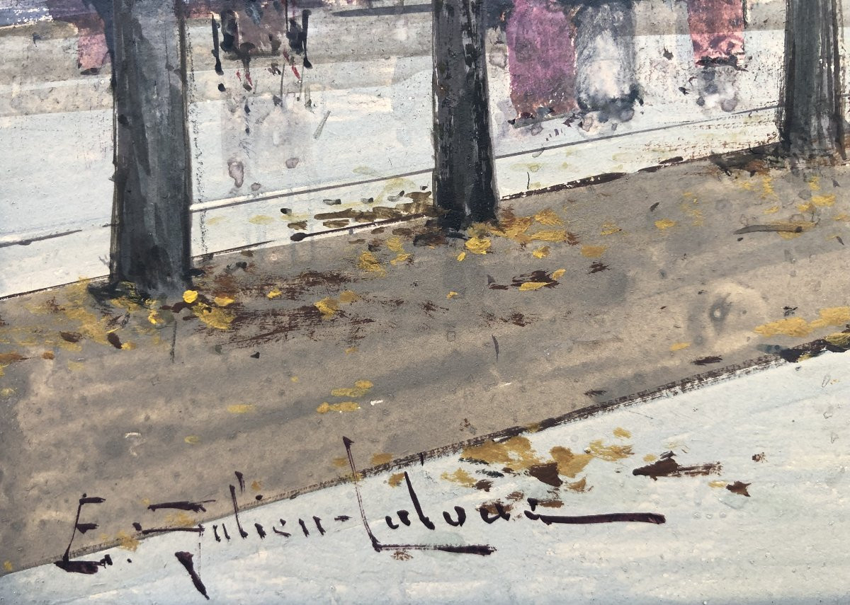 GALIEN LALOUE Peinture Française 20è Paris Place de l'Etoile animée Certificat d'authenticité-photo-4