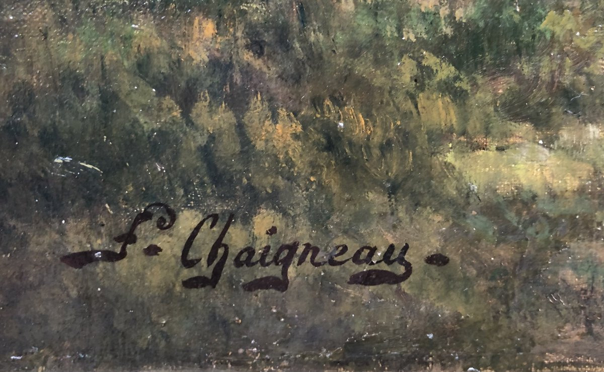 Chaigneau Jf Return Of The Shepherd And His Flock Sunset Oil On Canvas, Signed Certificate-photo-4