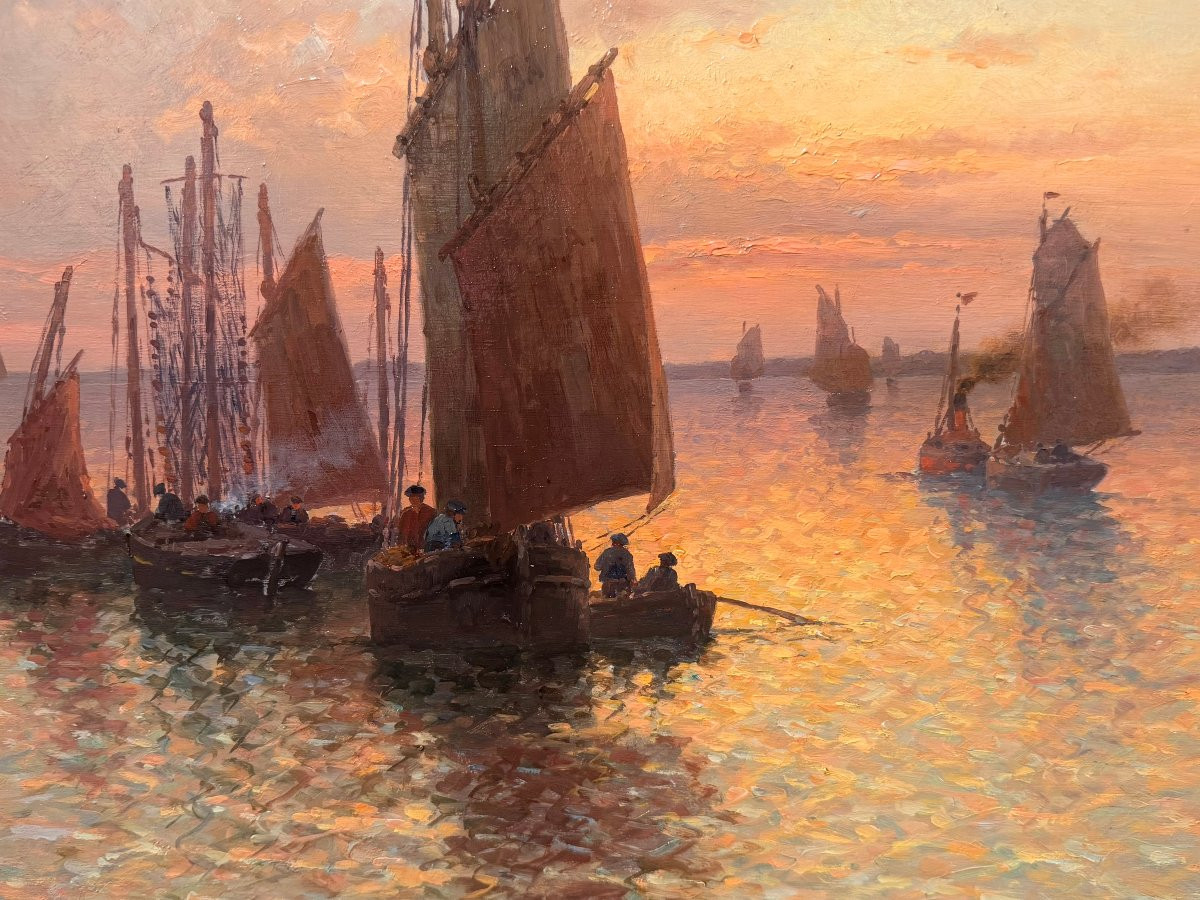 Timmermans Louis, French School, 20th Century, Marine, Return From Fishing, Oil On Panel, Signed, Dated, Certificate-photo-6