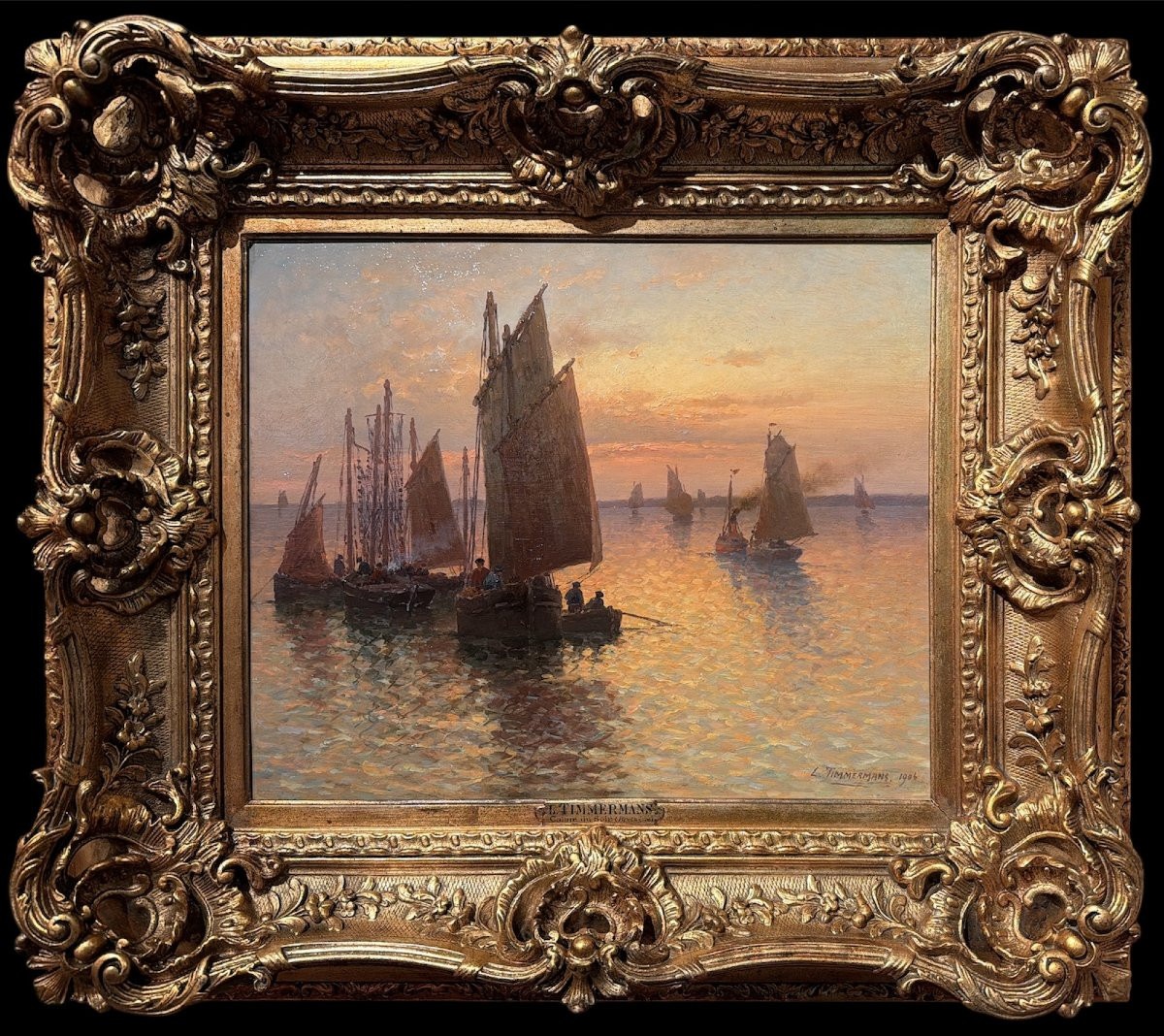 Timmermans Louis, French School, 20th Century, Marine, Return From Fishing, Oil On Panel, Signed, Dated, Certificate-photo-8