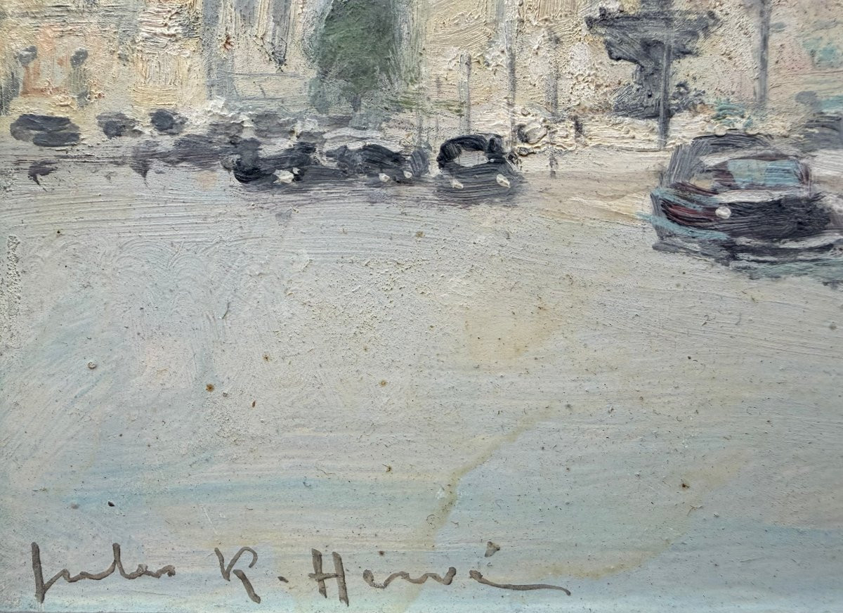 Herve Jules, French Painting, 20th Century, Paris, Scene Of The Place De La Concorde, Signed Oil Painting, Certificate Of Conformity-photo-5