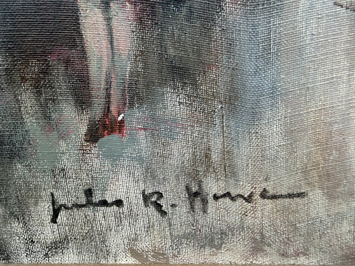 Herve Jules French Painting 20th Century Paris Animation At La Madeleine Oil On Canvas Signed Certificate-photo-3