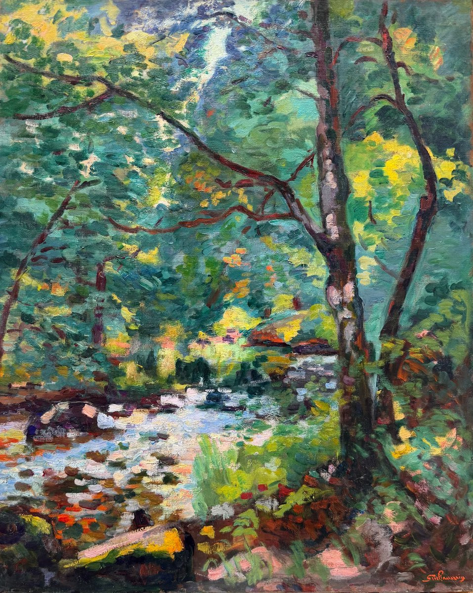 Guillaumin Armand Crozant, Banks Of The Sedelle, Oil On Canvas Circa 1912, Signed, Certificate -photo-2