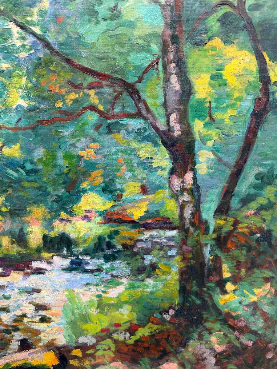 Guillaumin Armand Crozant, Banks Of The Sedelle, Oil On Canvas Circa 1912, Signed, Certificate -photo-3