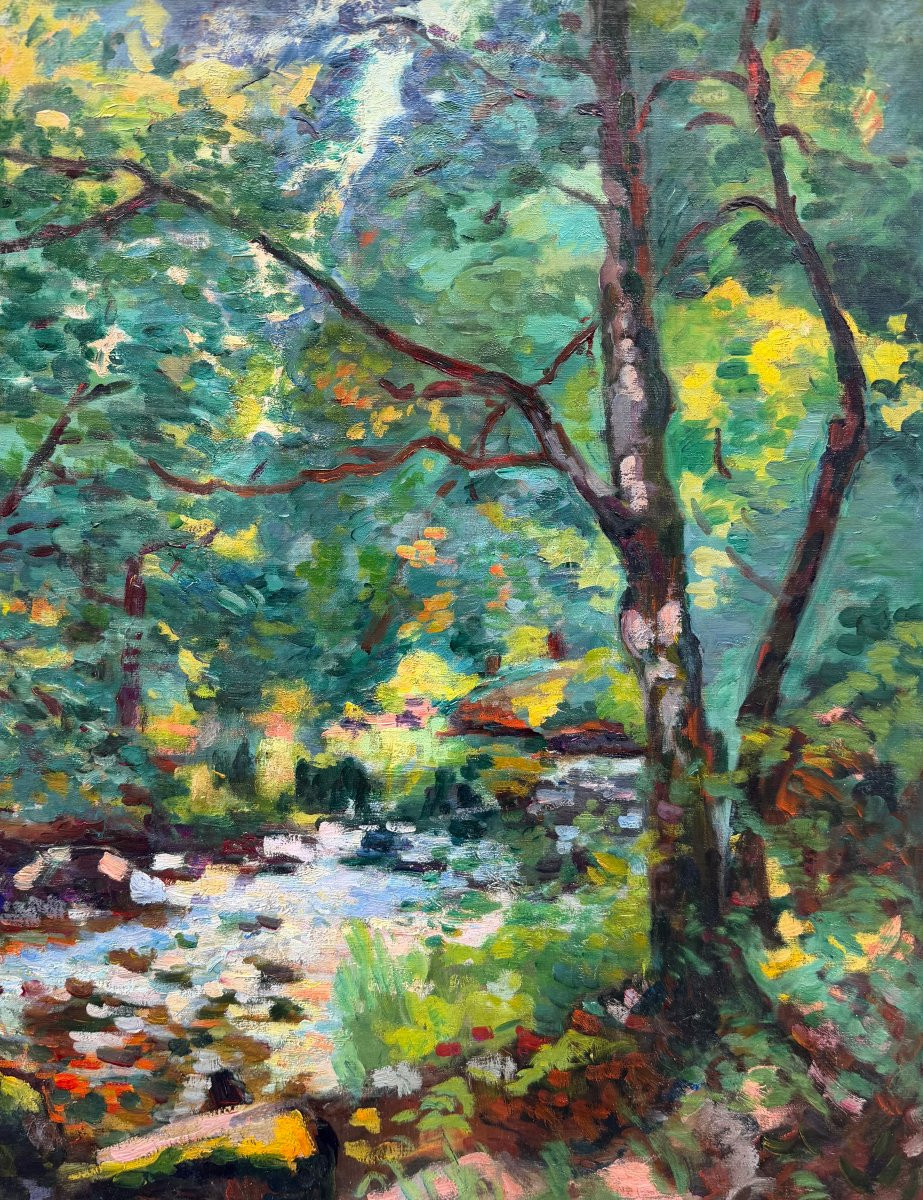 Guillaumin Armand Crozant, Banks Of The Sedelle, Oil On Canvas Circa 1912, Signed, Certificate -photo-1