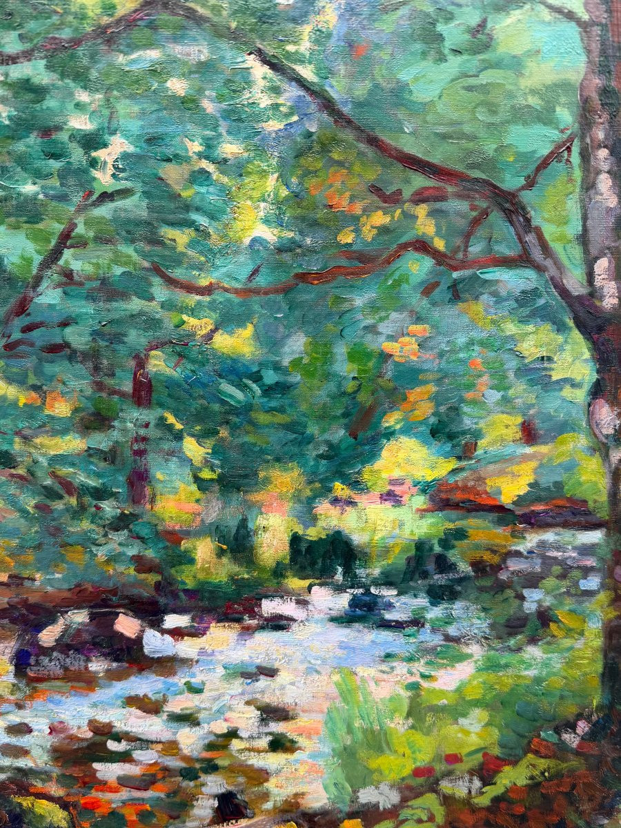 Guillaumin Armand Crozant, Banks Of The Sedelle, Oil On Canvas Circa 1912, Signed, Certificate -photo-3