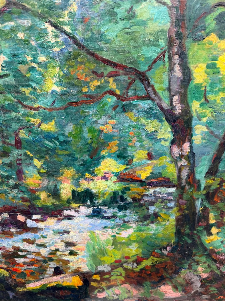 Guillaumin Armand Crozant, Banks Of The Sedelle, Oil On Canvas Circa 1912, Signed, Certificate -photo-4