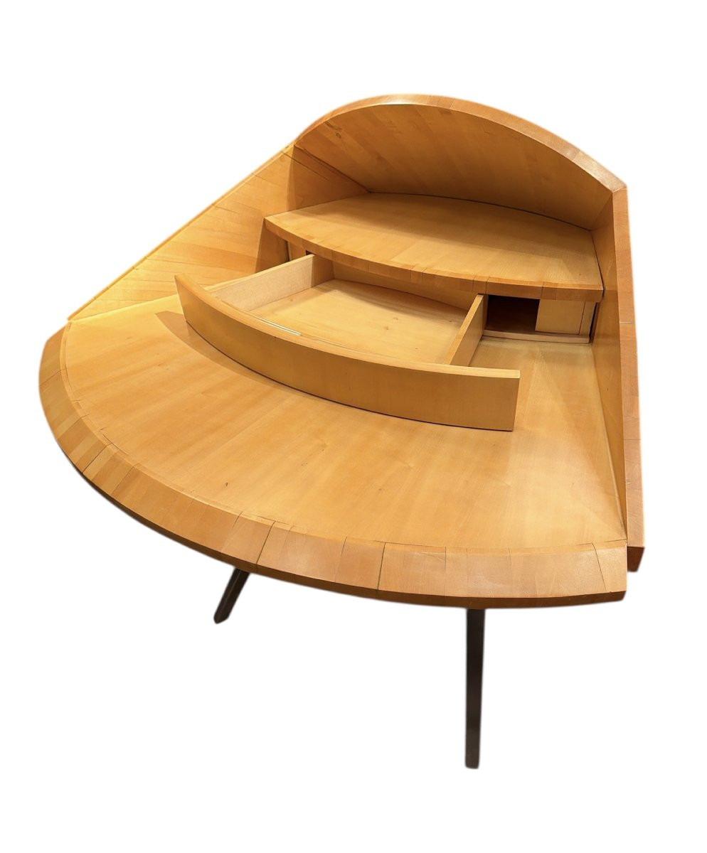 French Architectural Office Modernist Design From The 1950s/60s In Sycamore Wood Unique Piece-photo-3