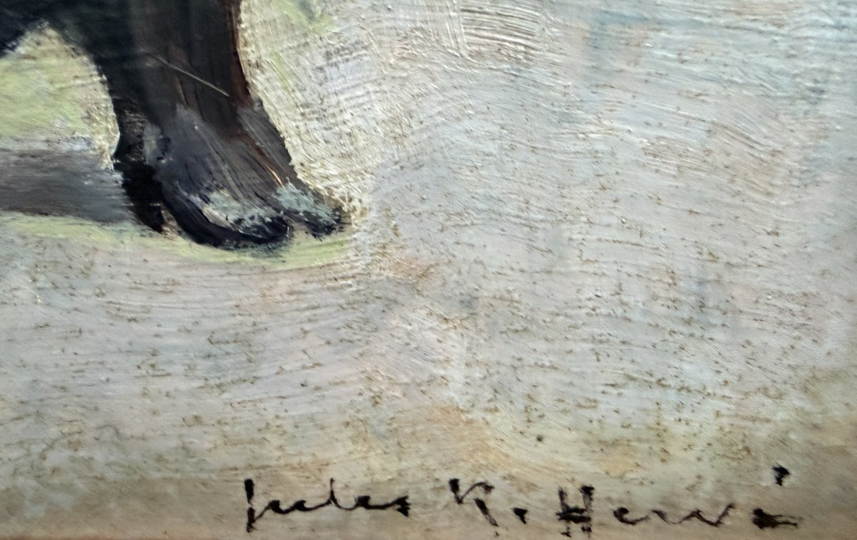 HERVE Jules Peinture impressionniste 20è A votre santé ! Huile sur panneau Signée Certificat -photo-4