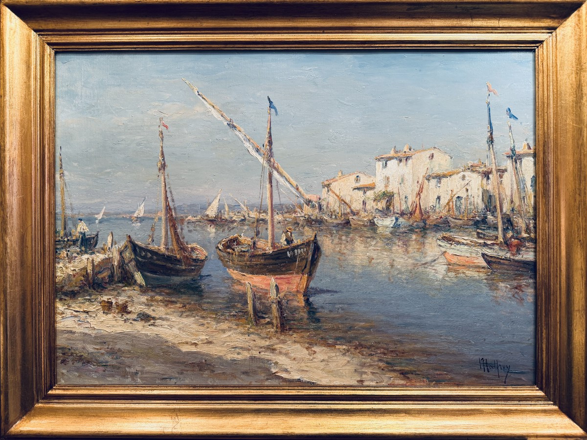 Henry Malfroy, Seascape "view Of Provence", Oil On Canvas, Signed, Certificate Of Authenticity