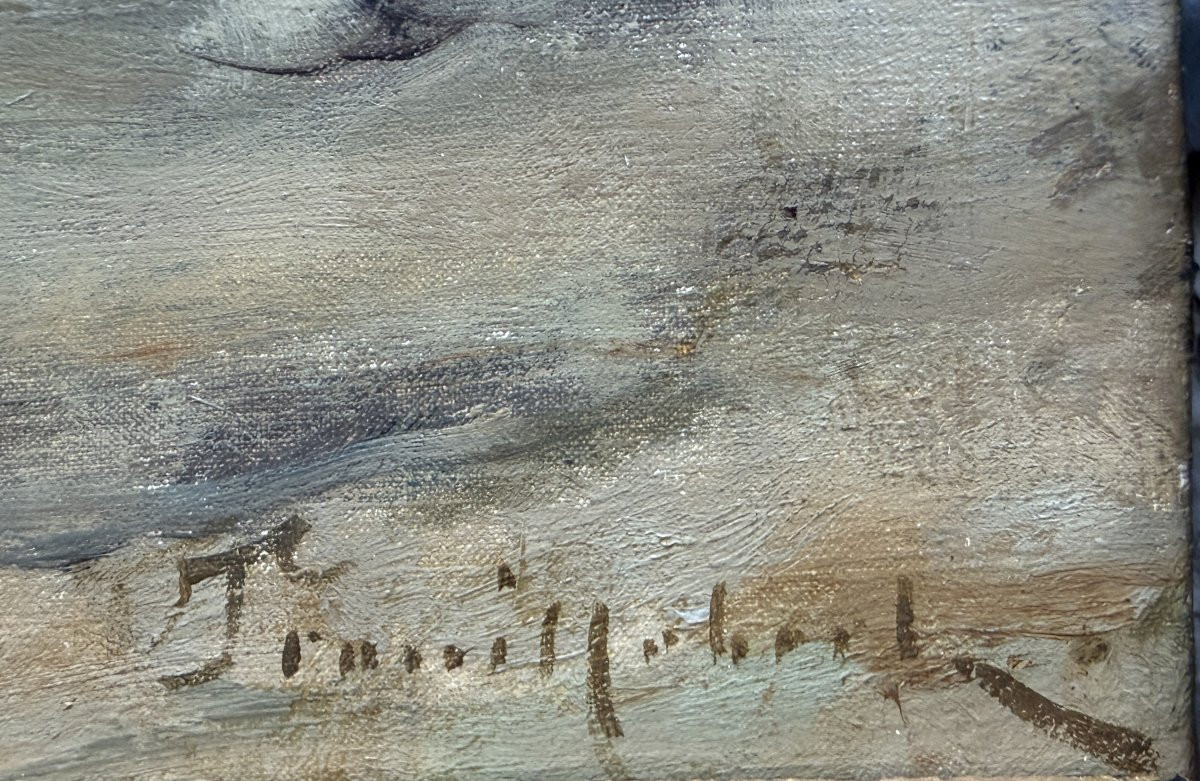 TROUILLEBERT Paul Desire Tableau 19è Ecole Barbizon Lavandières Bord Du Fleuve Huile Certificat-photo-4