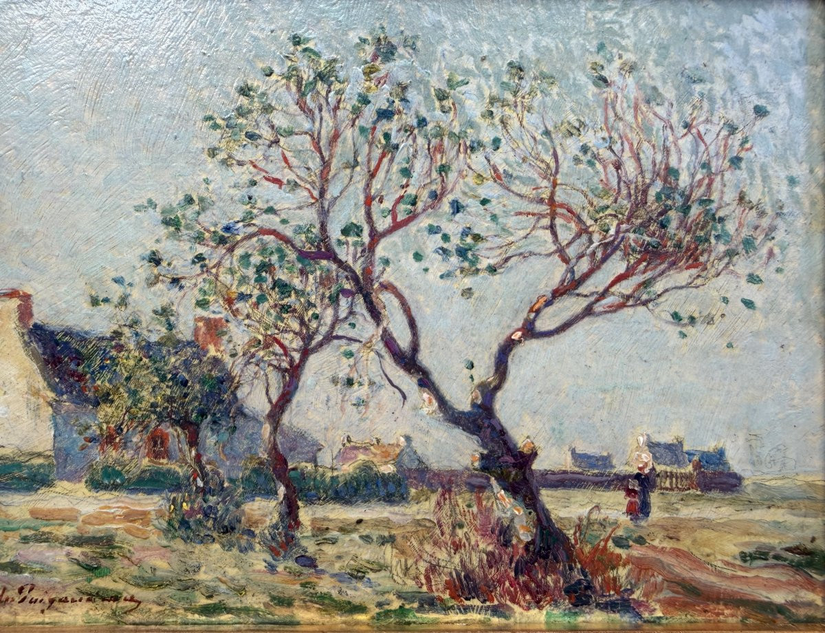 Ferdinand Du Puigaudeau, Painting Of Brittany, Houses In Brière, Oil On Canvas, Signed, Certificate Of Authenticity-photo-2