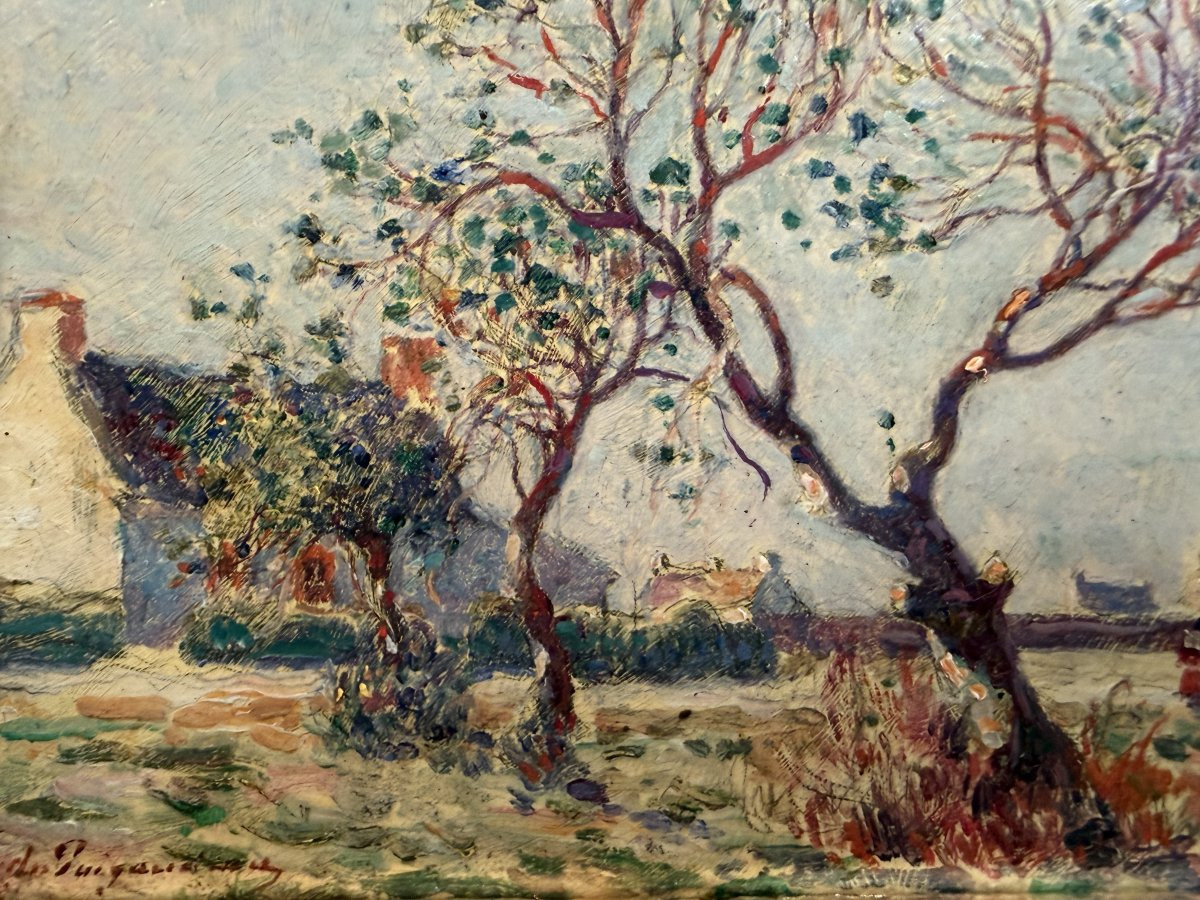 Ferdinand Du Puigaudeau, Painting Of Brittany, Houses In Brière, Oil On Canvas, Signed, Certificate Of Authenticity-photo-4