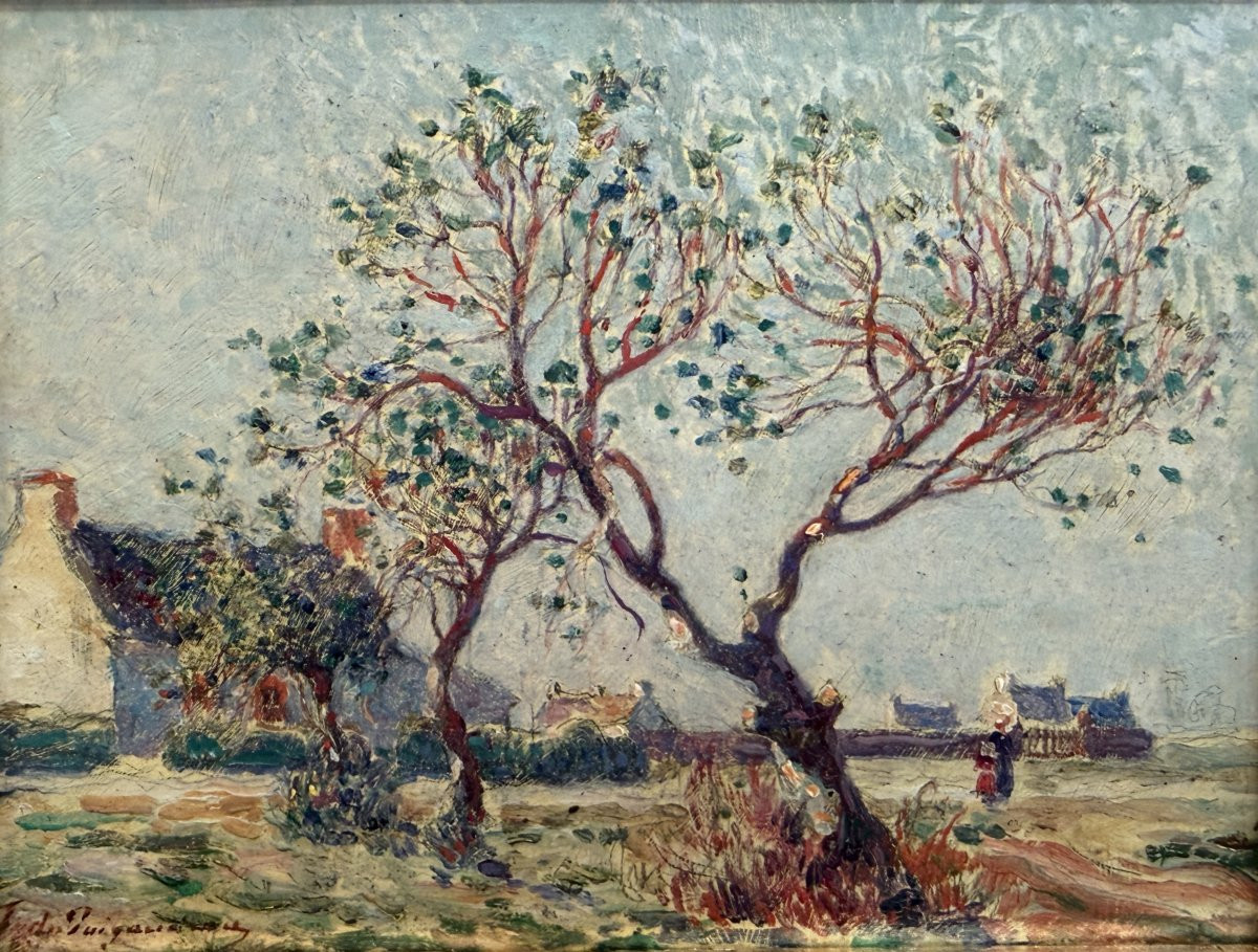 Ferdinand Du Puigaudeau, Painting Of Brittany, Houses In Brière, Oil On Canvas, Signed, Certificate Of Authenticity-photo-2