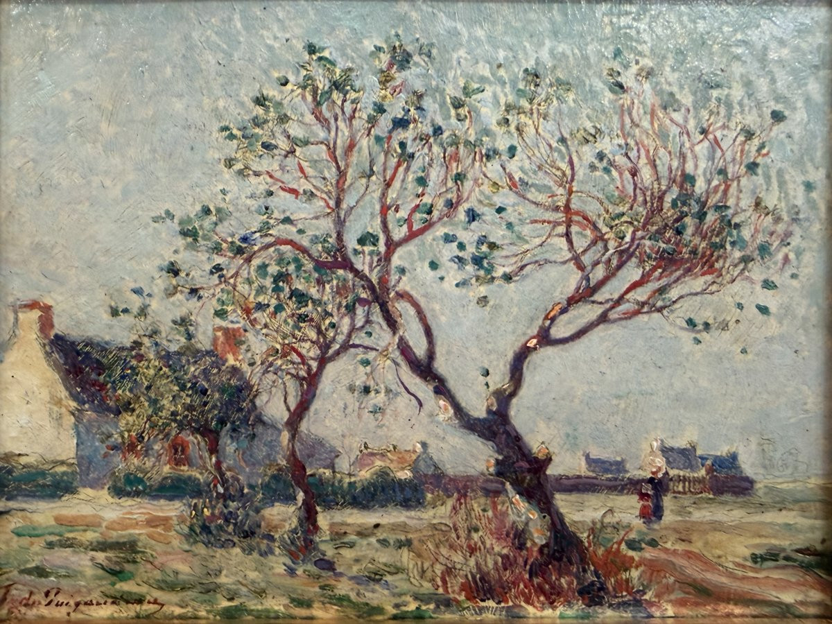 Ferdinand Du Puigaudeau, Painting Of Brittany, Houses In Brière, Oil On Canvas, Signed, Certificate Of Authenticity-photo-3