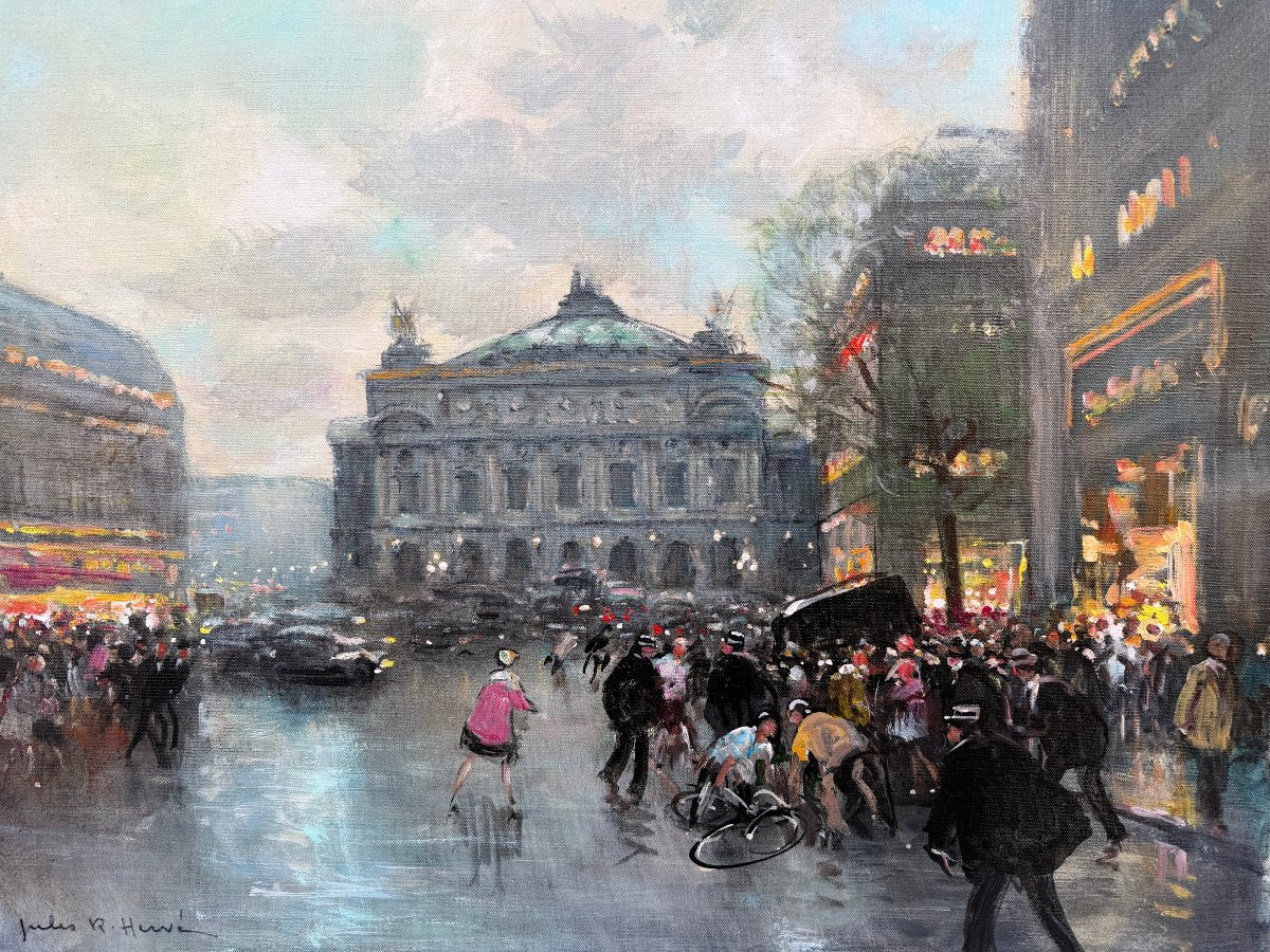 HERVE Jules Peinture impressionniste 20è Paris place de l'Opéra Huile sur toile Certificat-photo-2