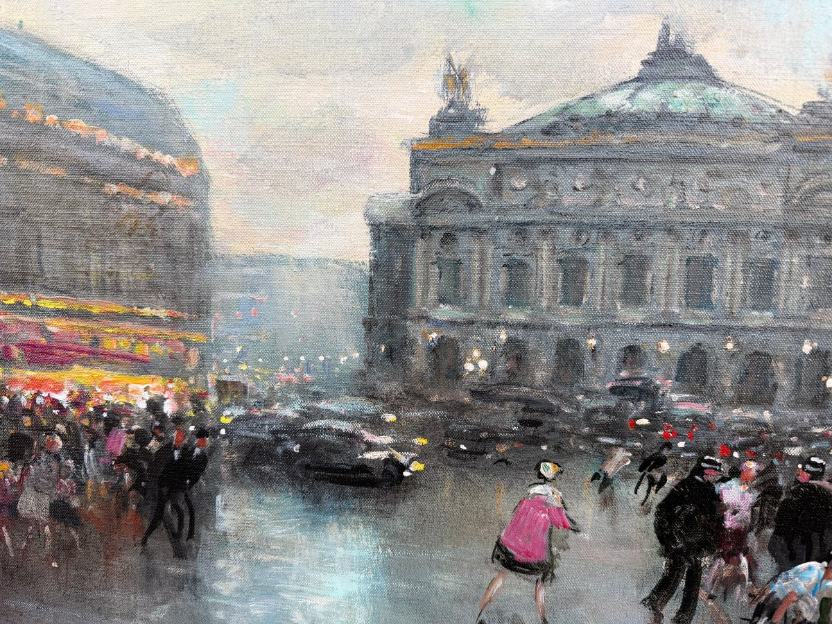 HERVE Jules Peinture impressionniste 20è Paris place de l'Opéra Huile sur toile Certificat-photo-3