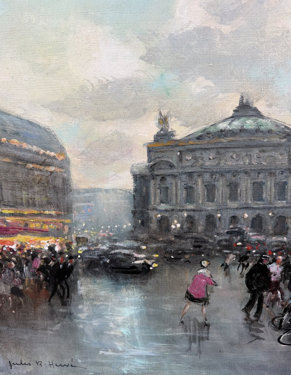 HERVE Jules Peinture impressionniste 20è Paris place de l'Opéra Huile sur toile Certificat-photo-5