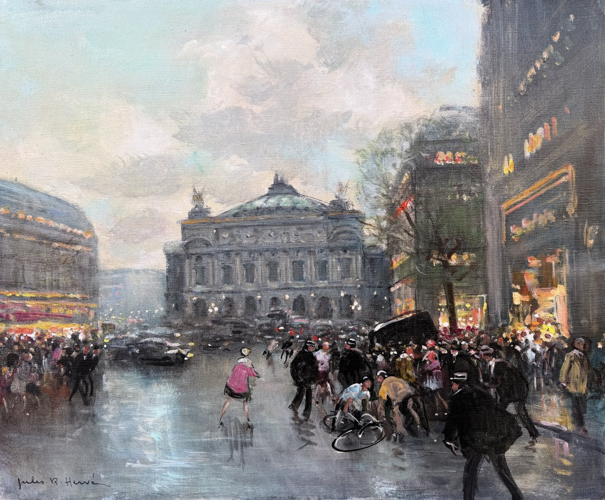 HERVE Jules Peinture impressionniste 20è Paris place de l'Opéra Huile sur toile Certificat-photo-6