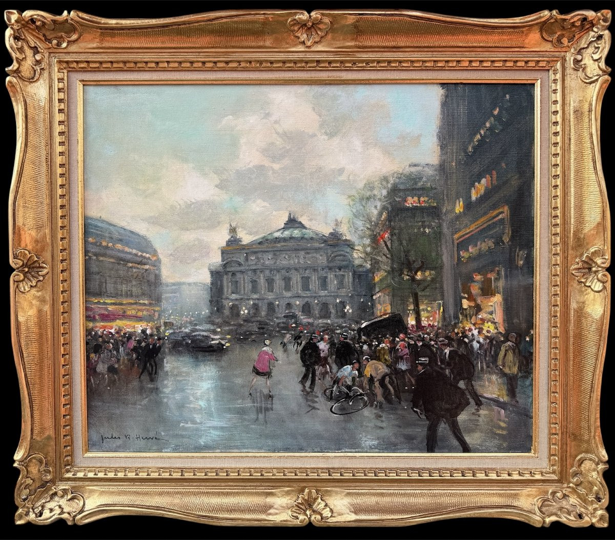 HERVE Jules Peinture impressionniste 20è Paris place de l'Opéra Huile sur toile Certificat-photo-7