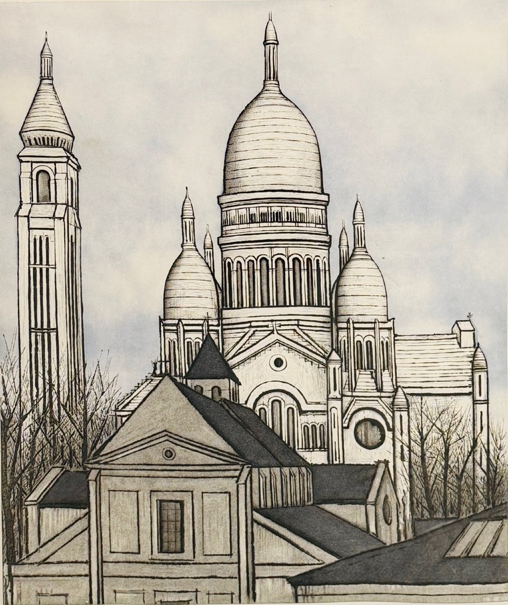 Buffet Bernard Paris Le Sacré Coeur 1985 Color Engraving Signed Certificate-photo-1