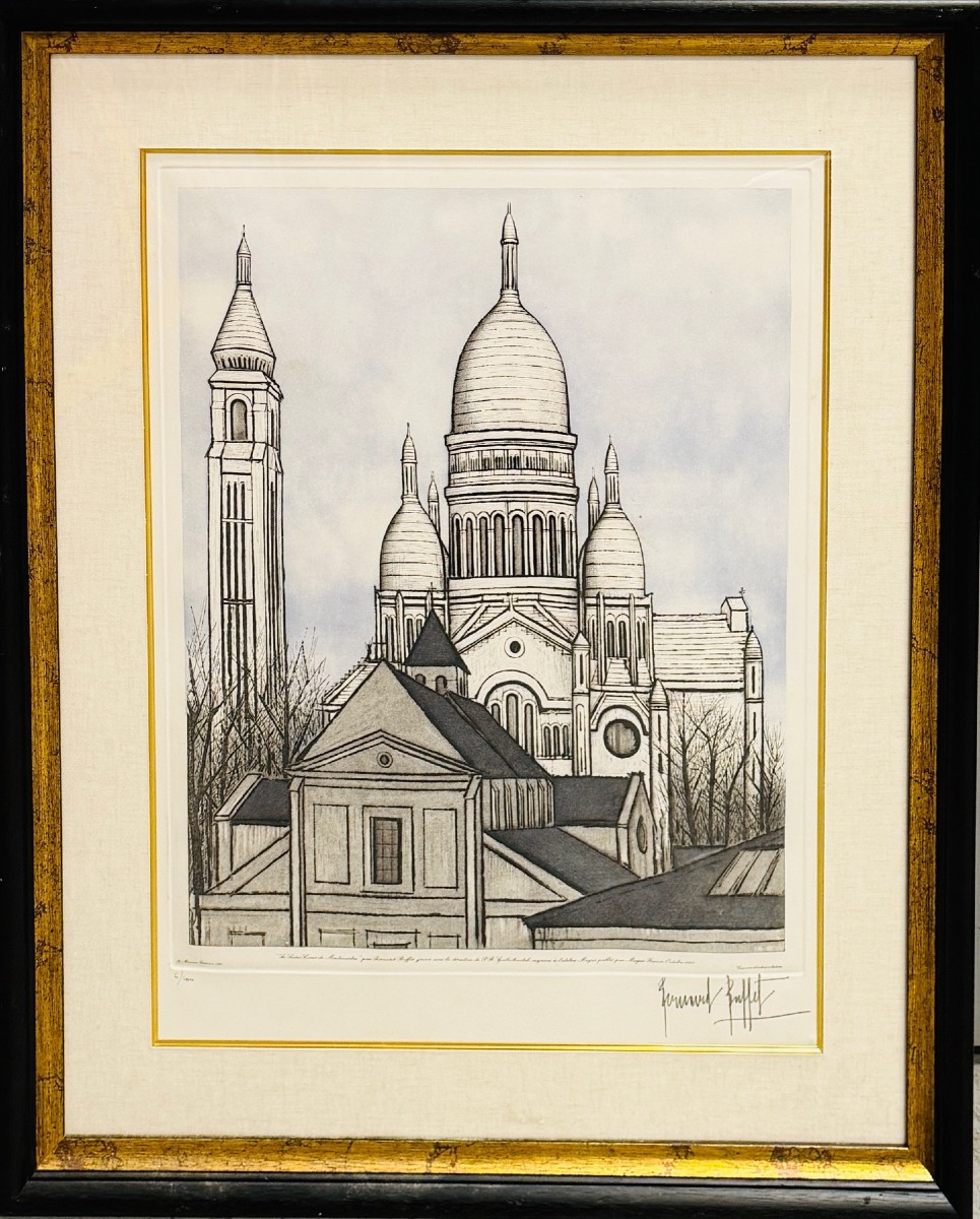 Buffet Bernard Paris Le Sacré Coeur 1985 Color Engraving Signed Certificate